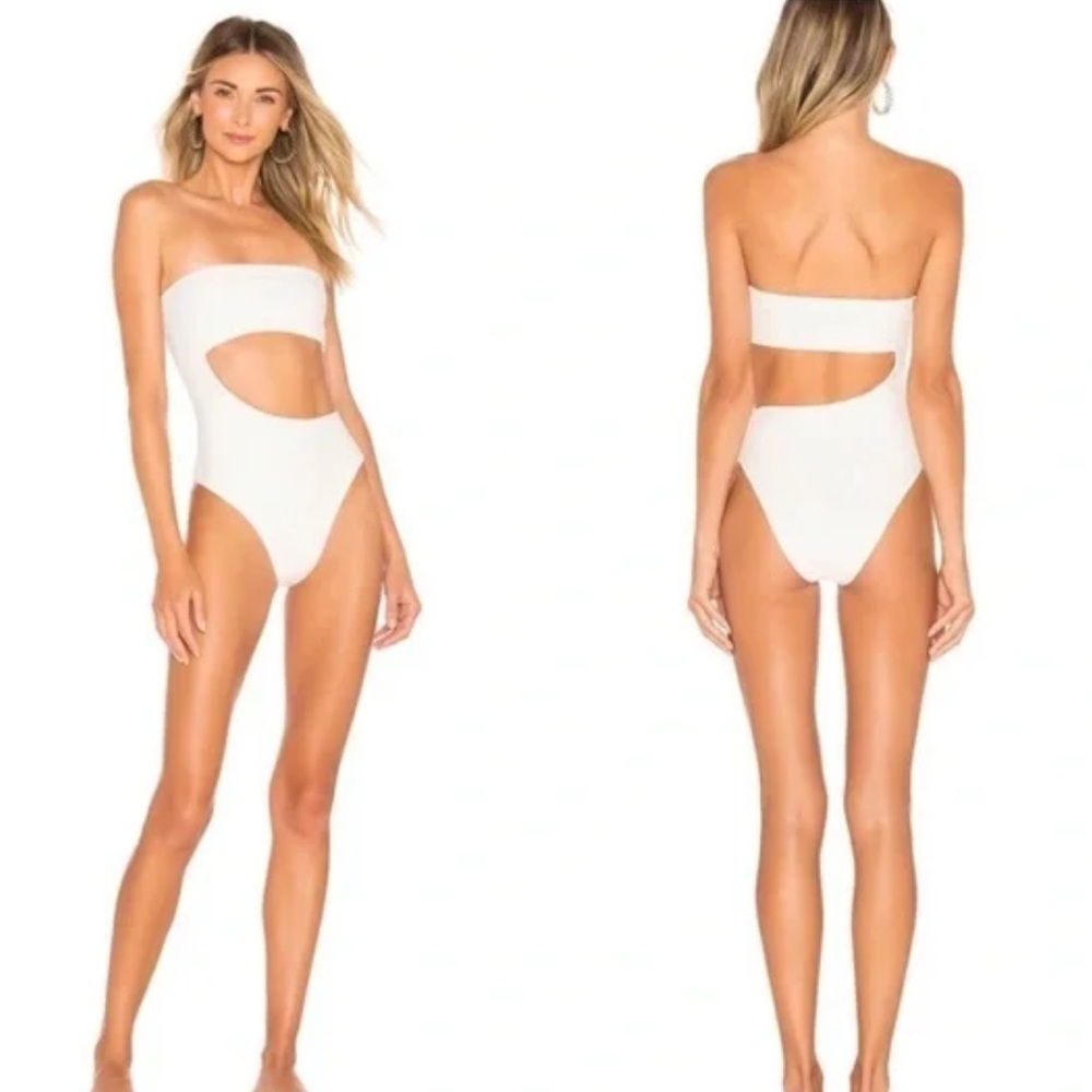 Frankie's Bikinis Cream Ribbed One-Piece